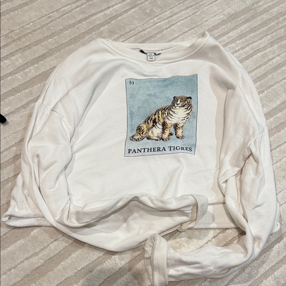 Topshop Cream Graphic Sweatshirt - Picture 1 of 1